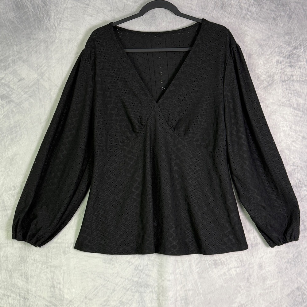 Whimsigoth Witchy Goth Top Womens sz 3X Black Long Sleeve dark romantic feminine